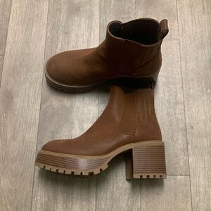 Womens MIA  Chelsea Suede Leather Chunky Platform Heeled Boots